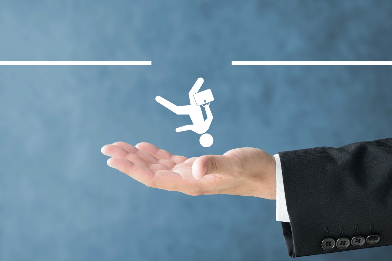 Business appraisals concept with 3D graph growing from hand against blue backdrop